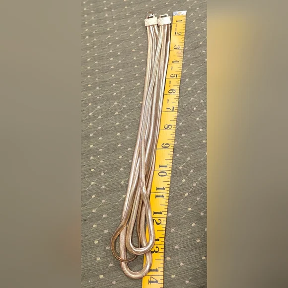 Gold-tone Multi-strand Herringbone or Flat Snake Chain Necklace w/ Box Closure - Picture 7 of 10